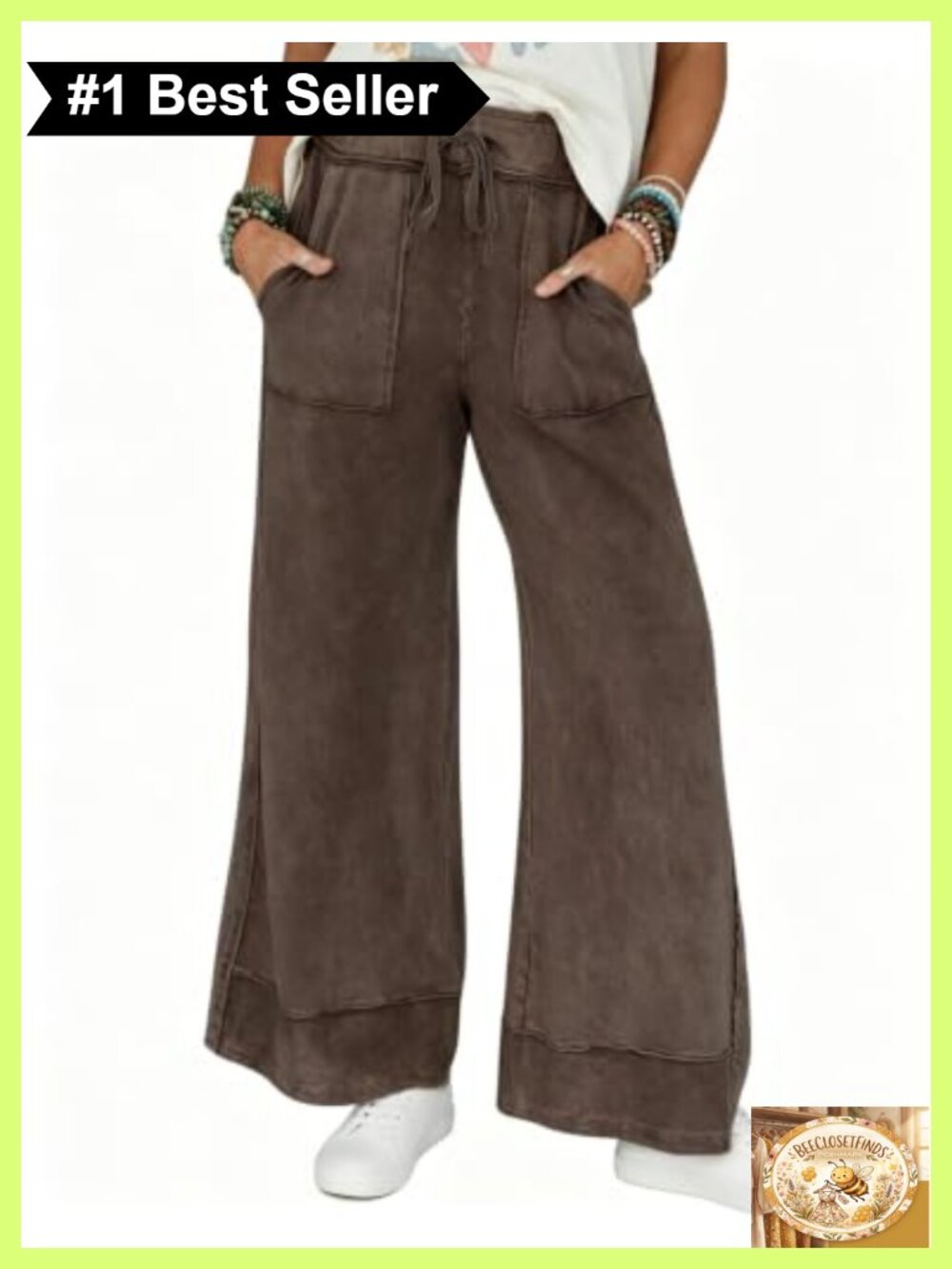 Wide Leg Sweatpants High Rise Elastic Waist Raw Edge Cotton Blend Pull On